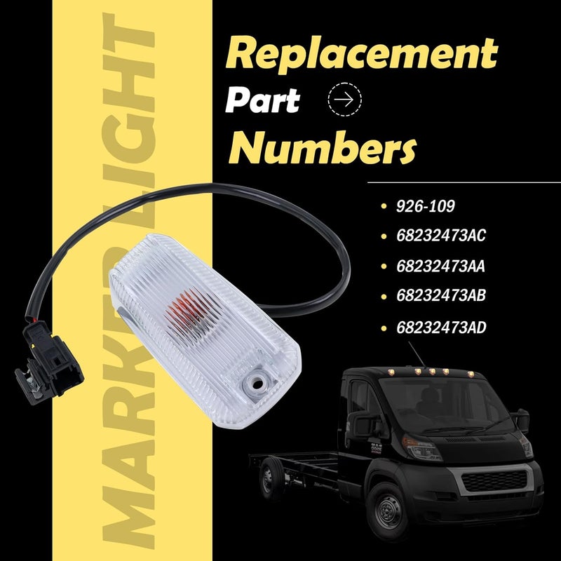 GEATaaT Cab Roof Top Marker Lights Compatible with 2014-2023 Dodge Ram ProMaster 1500 2500 3500 Roof Running Lamp Replaces# 926-109 68232473AA 68232473AB 68232473AE 68232473AC (1 Pack) - Image 3